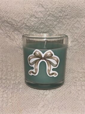 Breakfast at Tiffany’s Scented Teal Glass Jar Candle with Decorative Bow